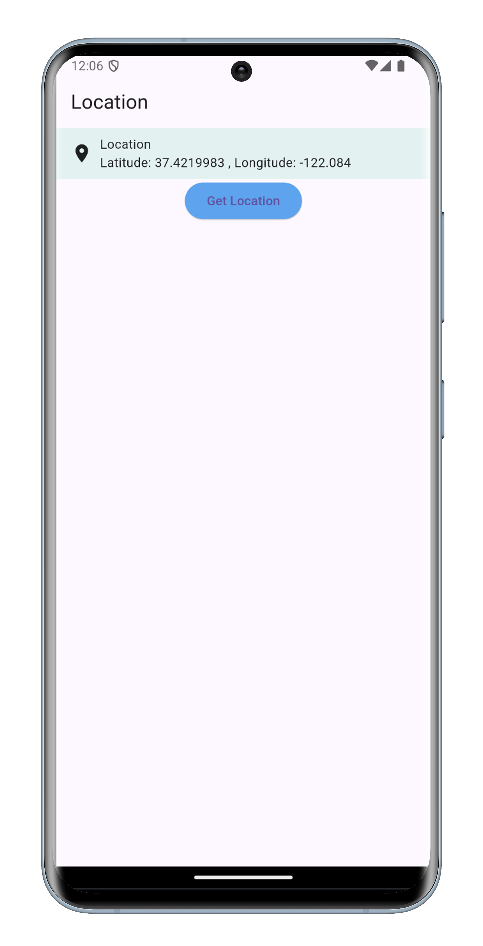 Screenshot of the app