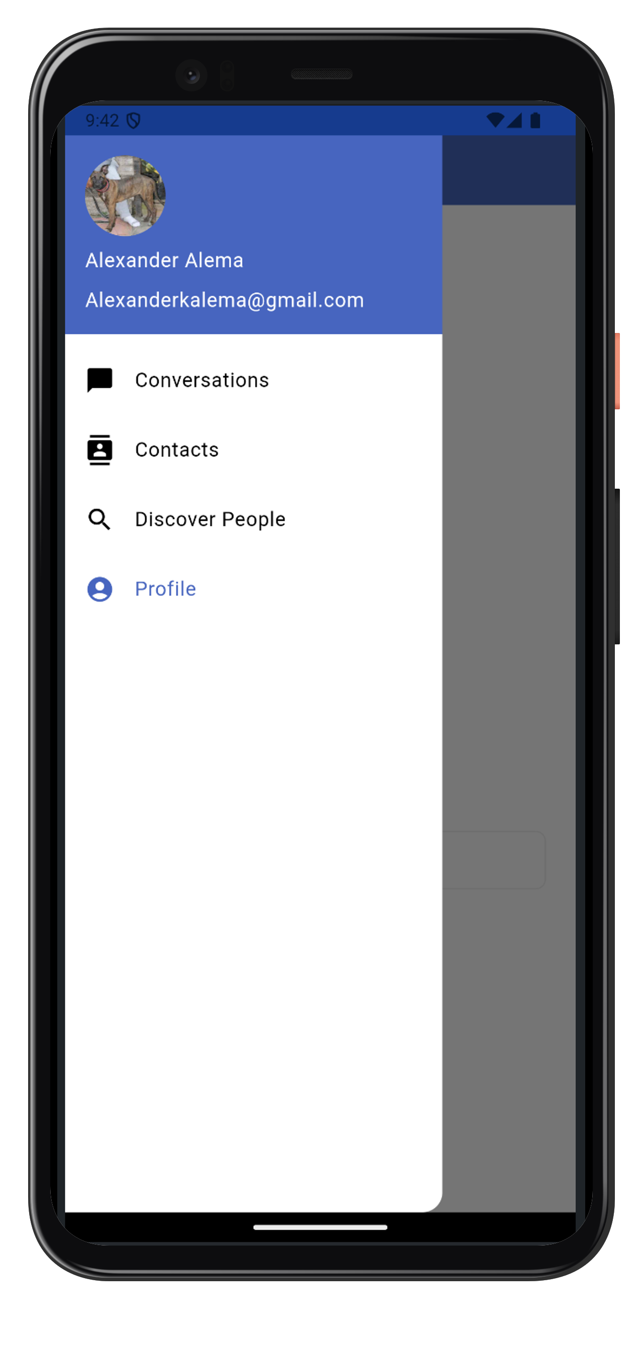 Screenshot of the app