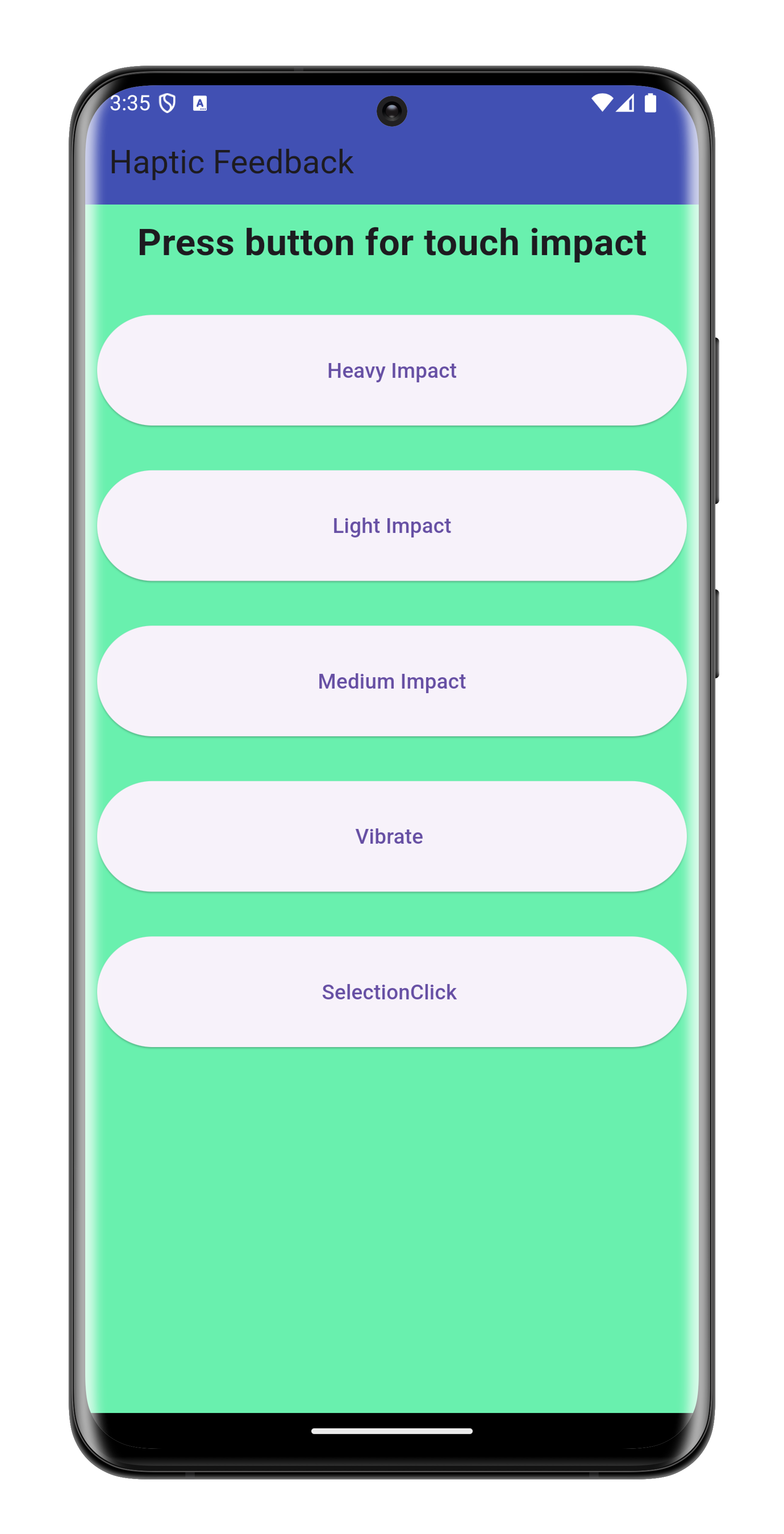 Screenshot of the app