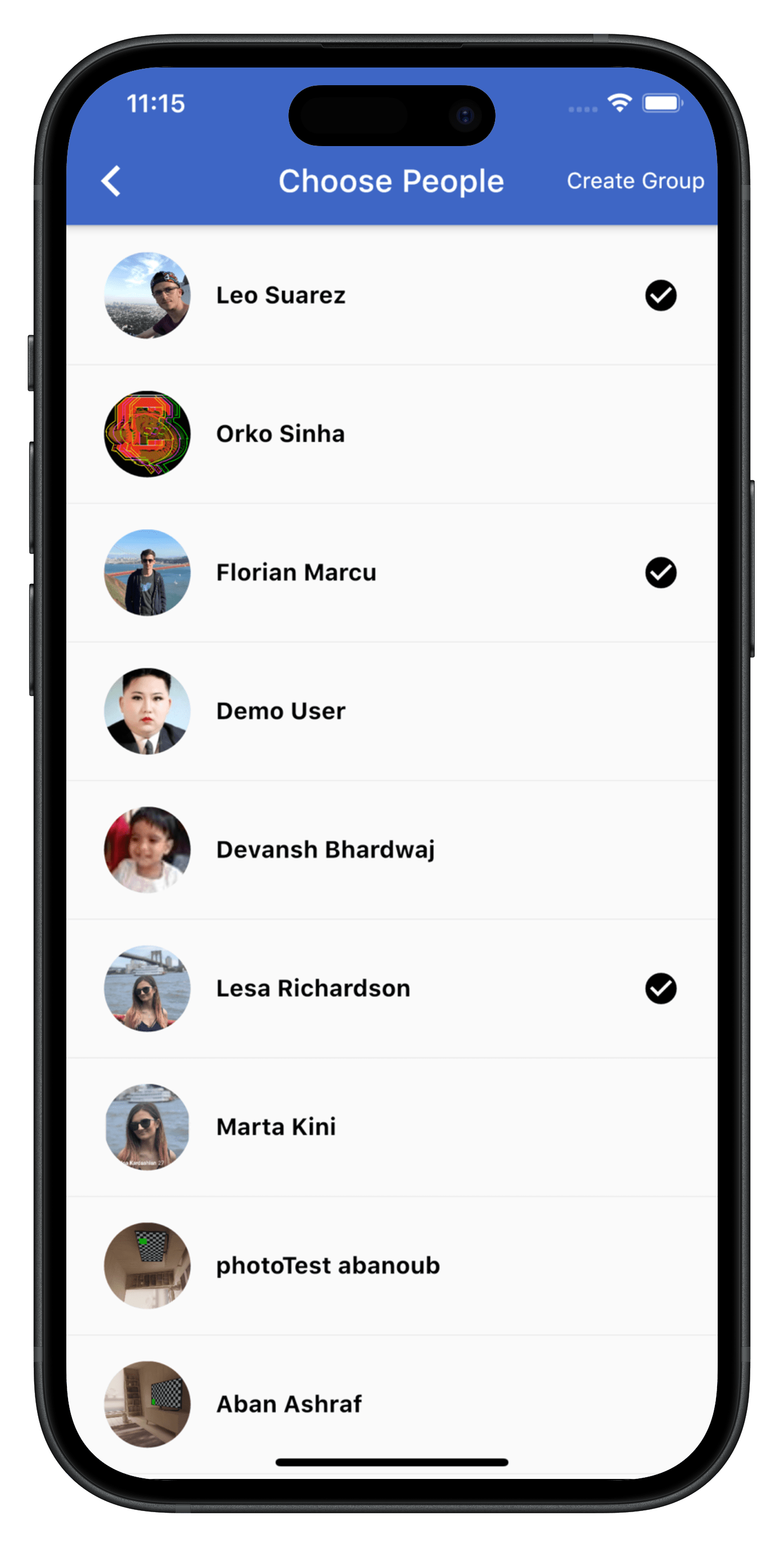 Screenshot of the app