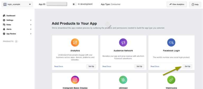 facebook app dashboard