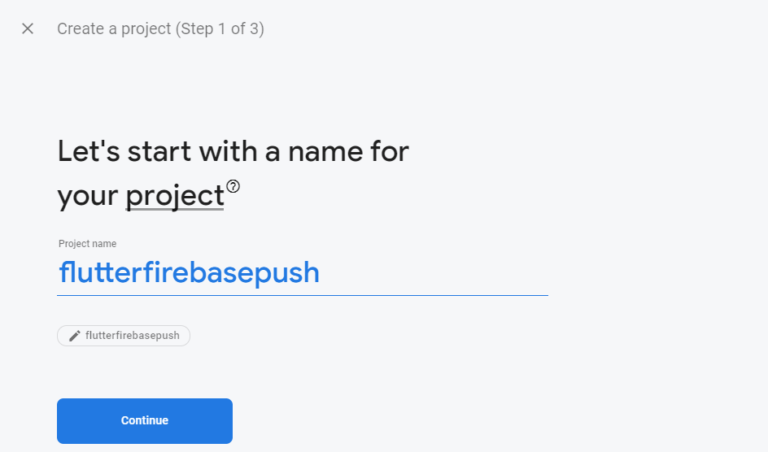 flutter project creation